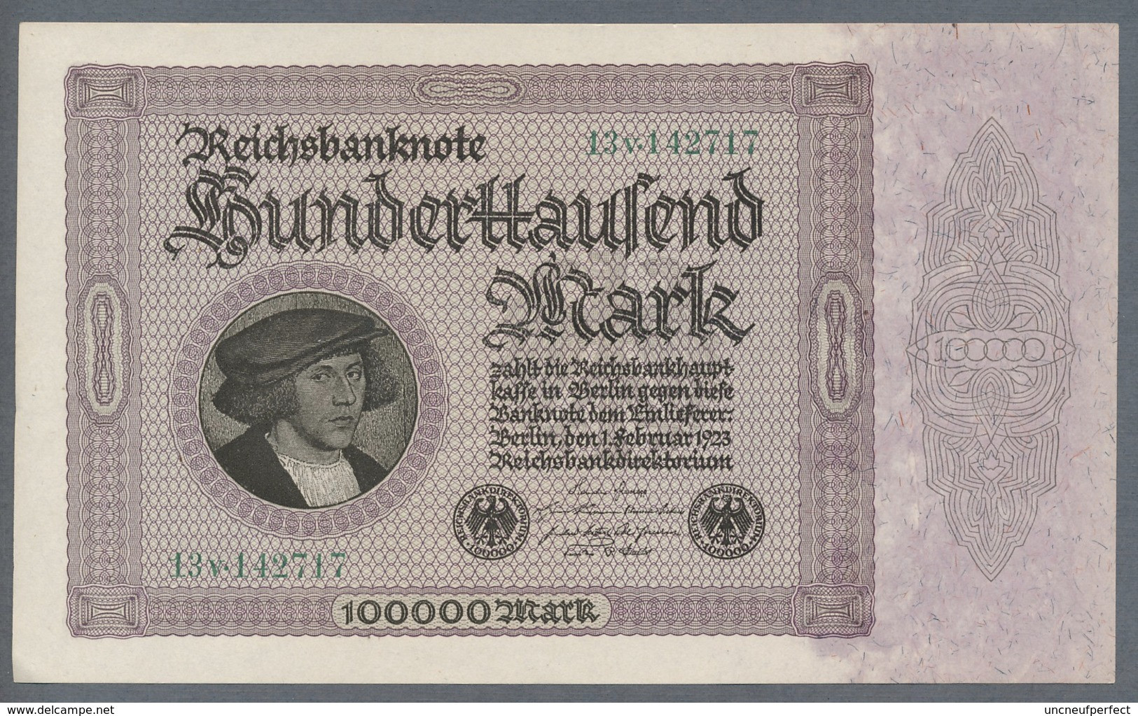 Pick83a Ro82d DEU-83d  100.000 Mark 1923 ** UNC ** - 100000 Mark