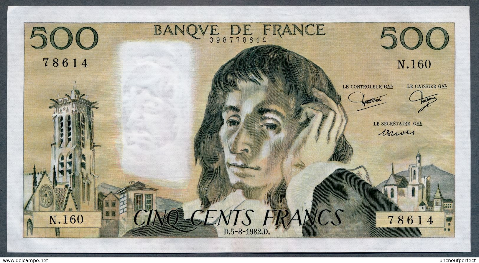 500 Francs  05/08/1982 SPL- - 500 F 1968-1993 ''Pascal''