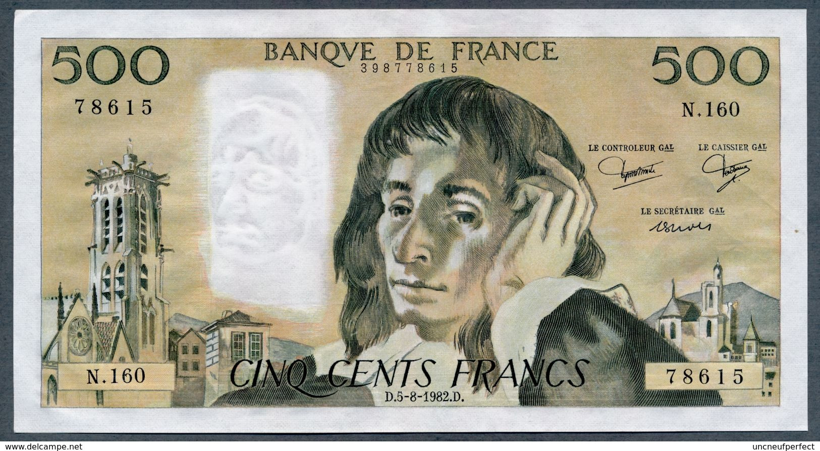 500 Francs  05/08/1982 SPL- - 500 F 1968-1993 ''Pascal''