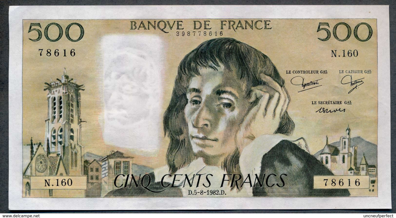 500 Francs  05/08/1982 SPL- - 500 F 1968-1993 ''Pascal''