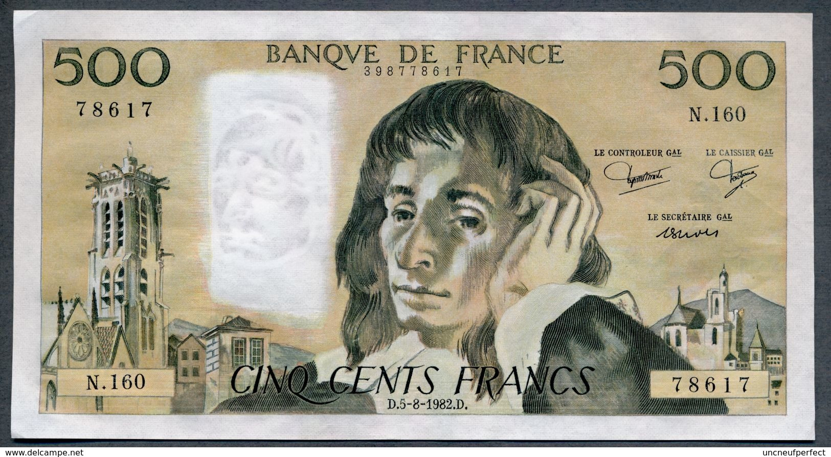 500 Francs  05/08/1982 SPL- - 500 F 1968-1993 ''Pascal''