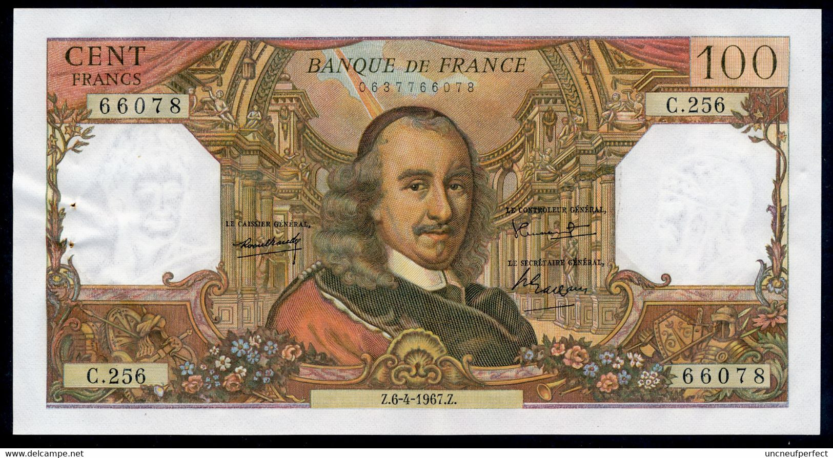 100 Francs Corneille FAY 65.17 SUP+  4-6-1967 - 100 F 1964-1979 ''Corneille''