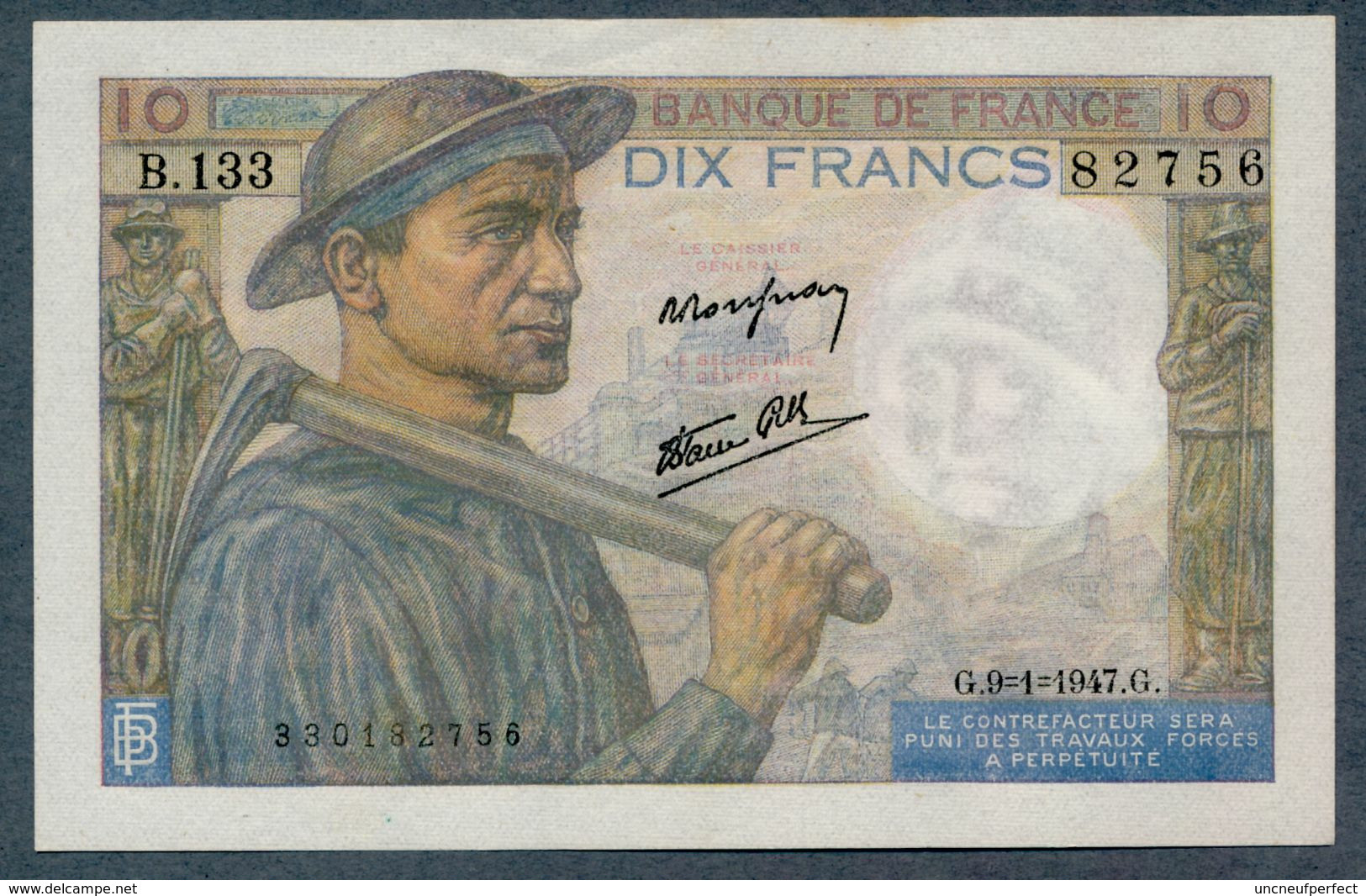 10 Francs 9=1=1947   AUNC / SPL - 10 F 1941-1949 ''Mineur''