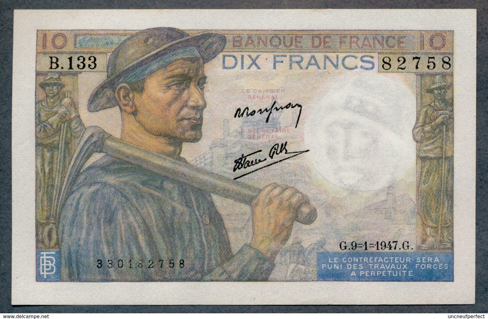 10 Francs 9=1=1947   AUNC / SPL - 10 F 1941-1949 ''Mineur''