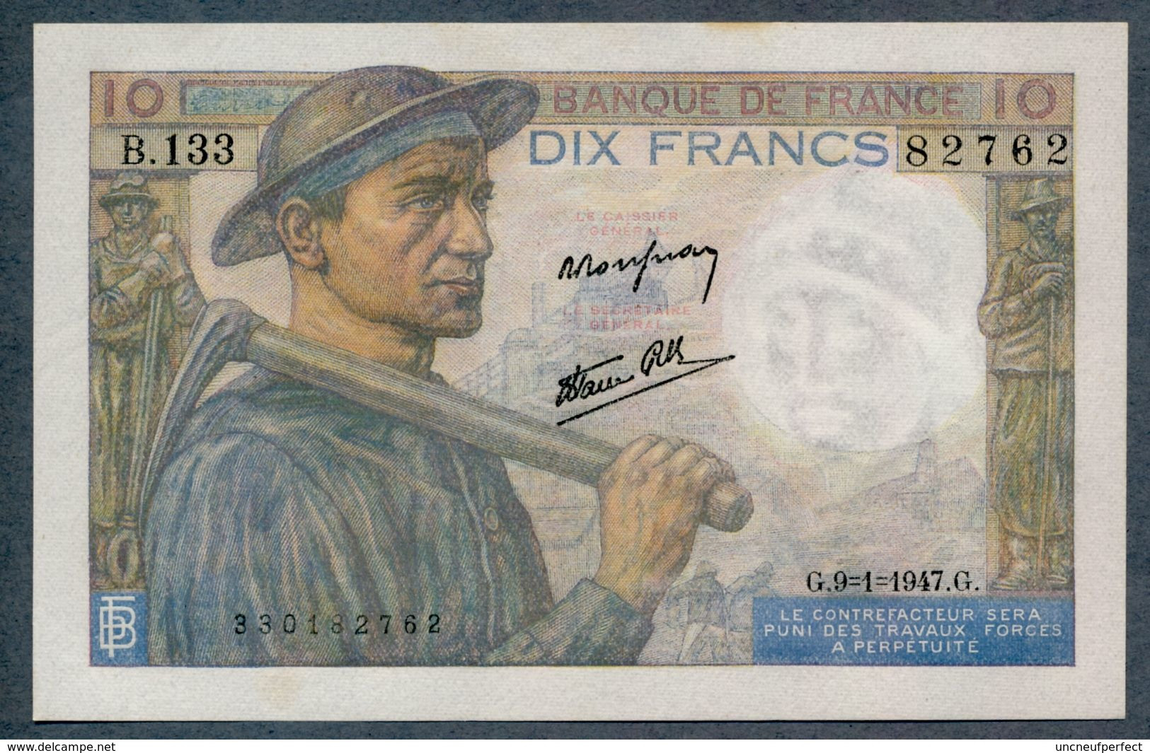 10 Francs 9=1=1947   AUNC / SPL - 10 F 1941-1949 ''Mineur''