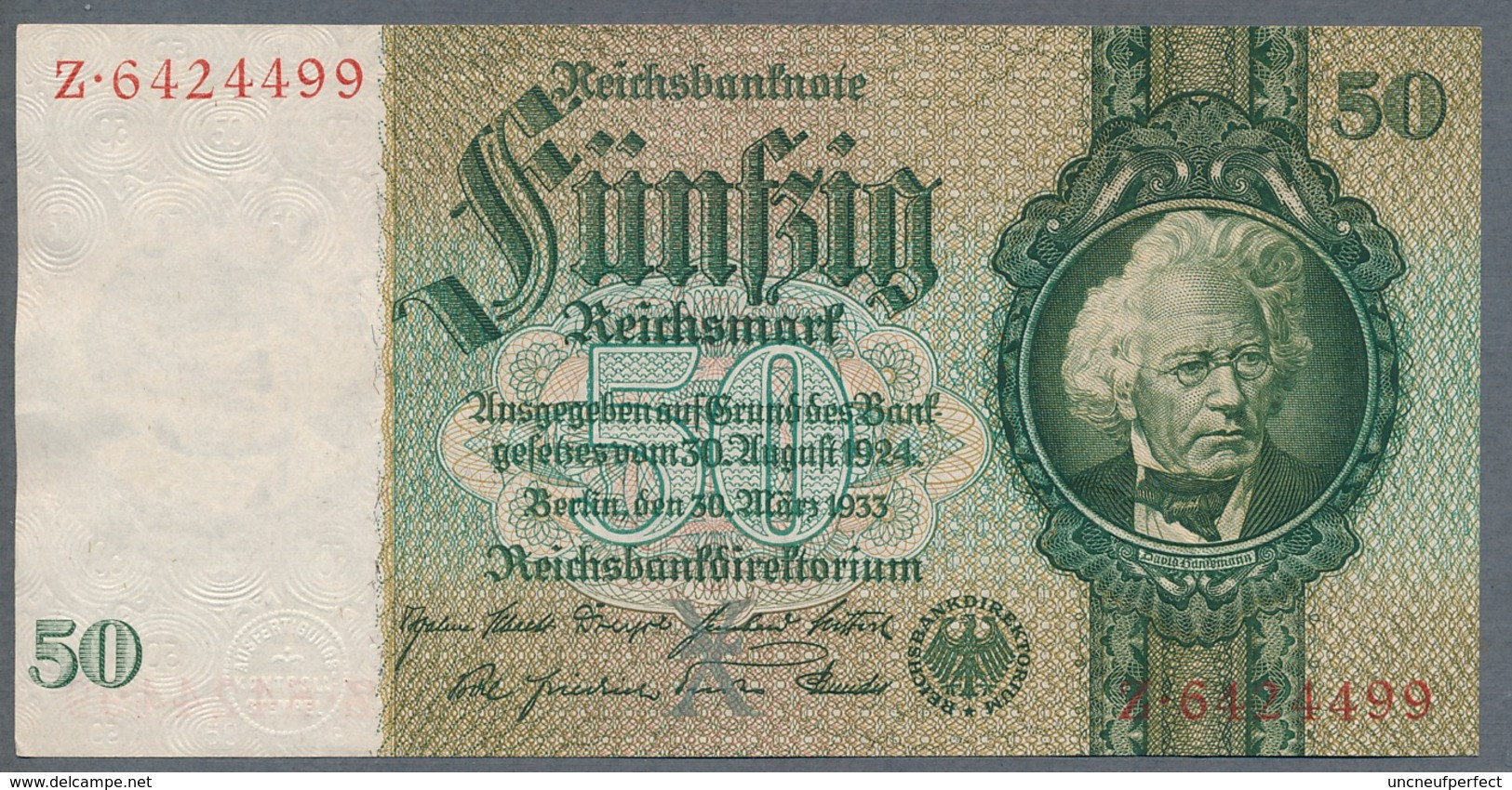 Pick 182a Ro 175a DEU-210a  50 Reichsmark 1933 UNC - 50 Reichsmark