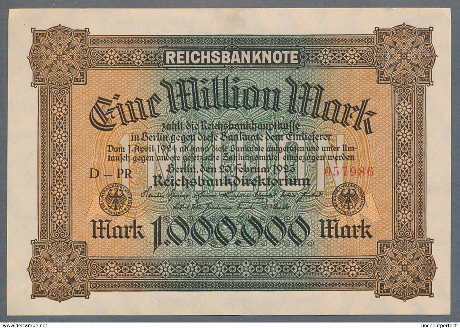 P86 Ro85 DEU-96a. 1 Million Mark 20.02.1923 UNC NEUF - 1 Million Mark