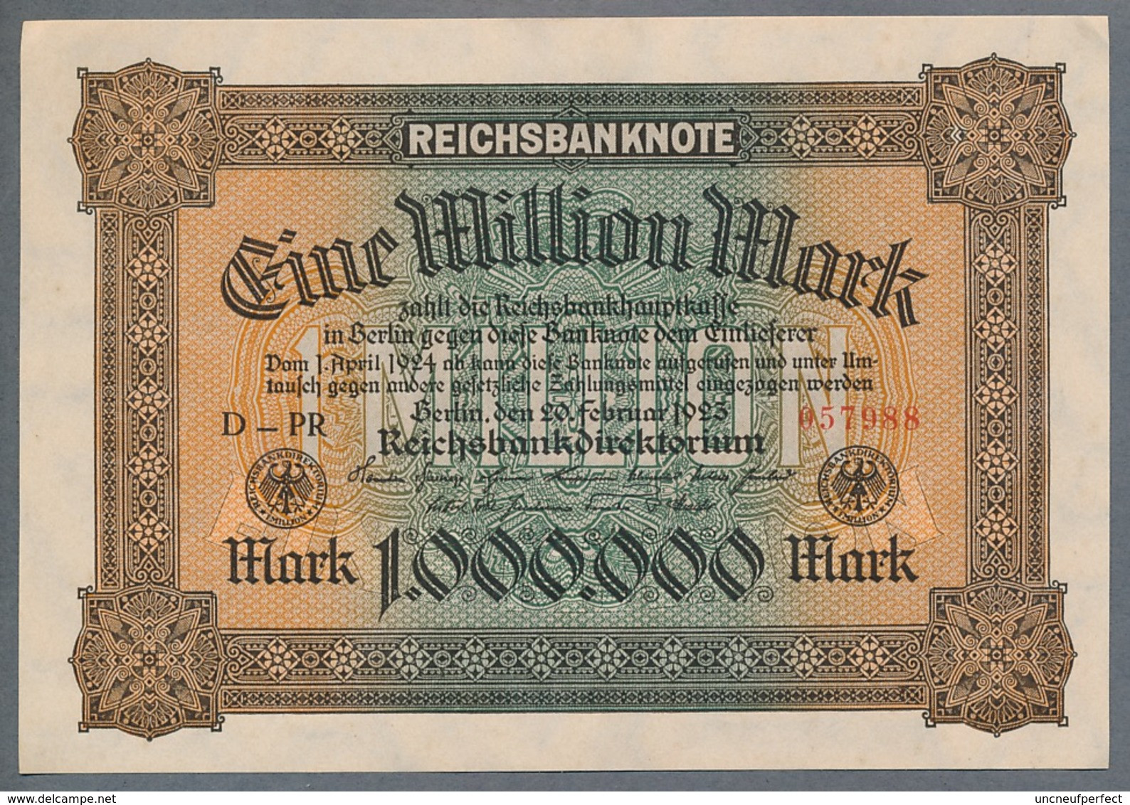 P86 Ro85 DEU-96a  1 Million Mark 20.02.1923 UNC NEUF - 1 Mio. Mark