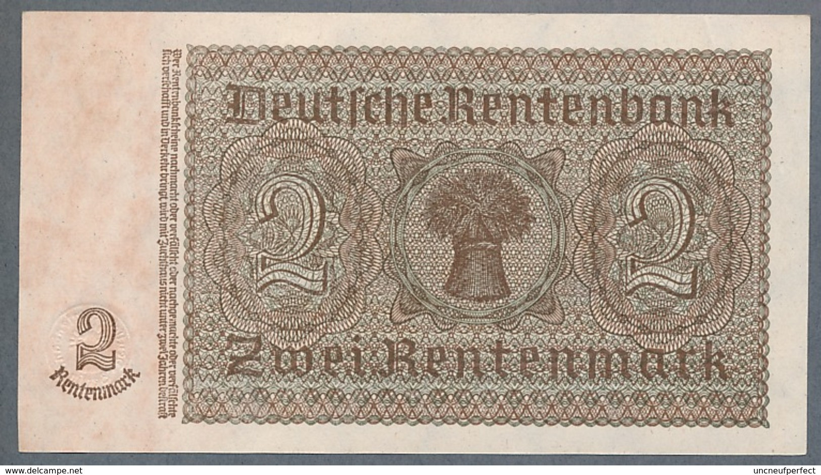 P174b Ro167b DEU-223b 2 Rentenmark 1937 UNC NEUF! - 2 Rentenmark