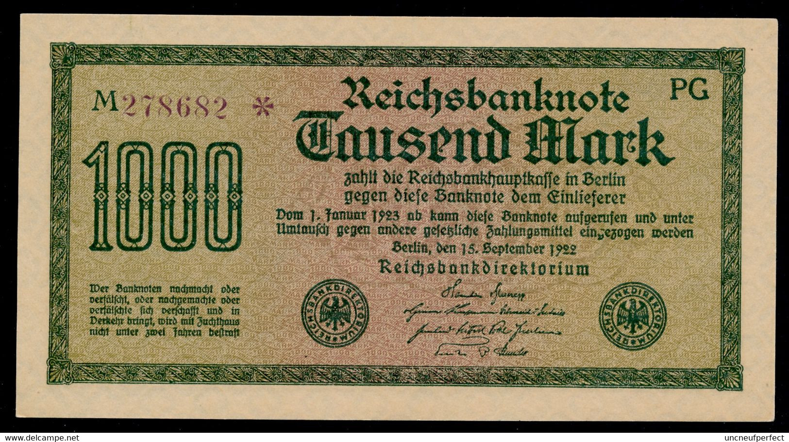 Pick76d Ro75k DEU-84c  1000 Mark 1922 ** UNC NEUF - 1000 Mark