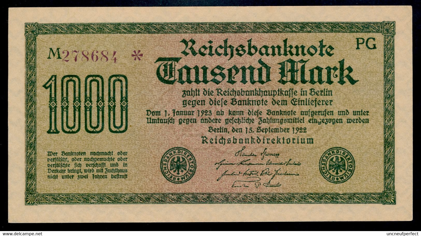 Pick76d Ro75k DEU-84c  1000 Mark 1922 ** UNC NEUF - 1000 Mark