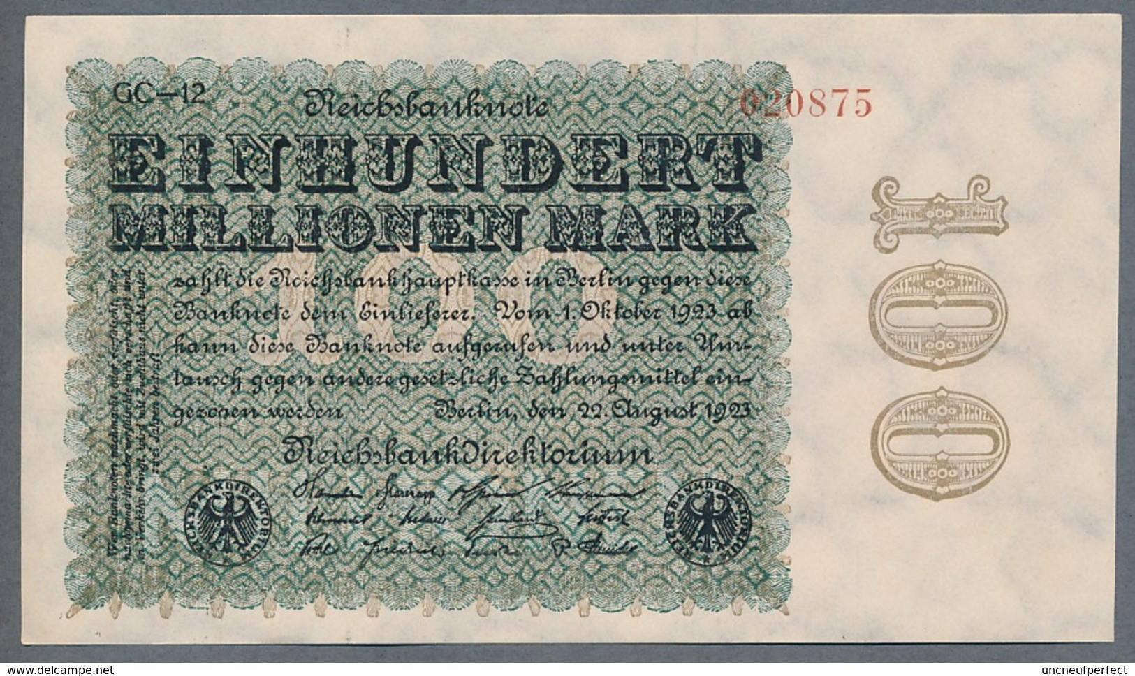 P107f Ro106u DEU-120n  100 Million Mark 1923  UNC NEUF - 100 Millionen Mark