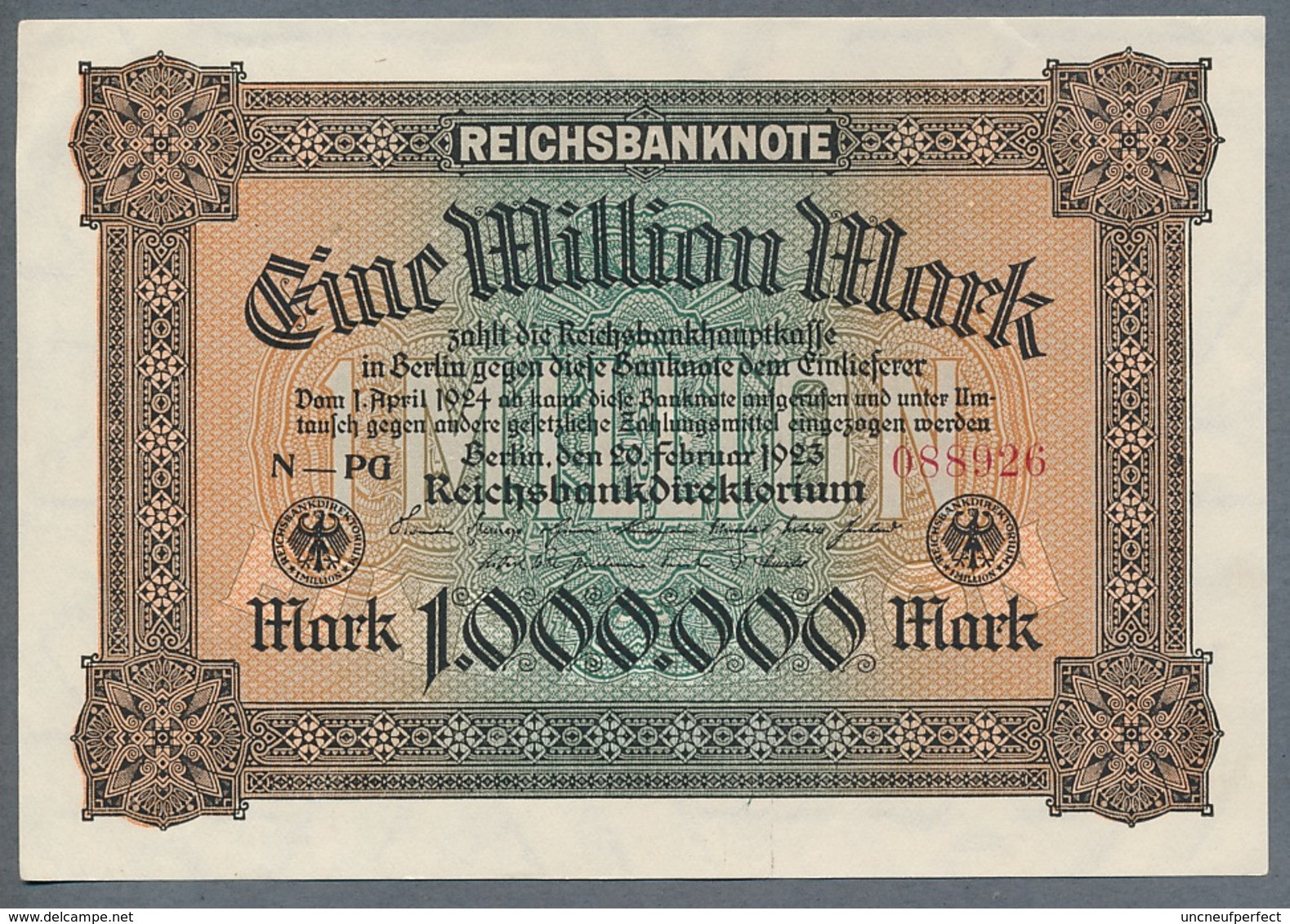 P86 Ro85 DEU-96a  1 Million Mark 20.02.1923 UNC NEUF - 1 Million Mark