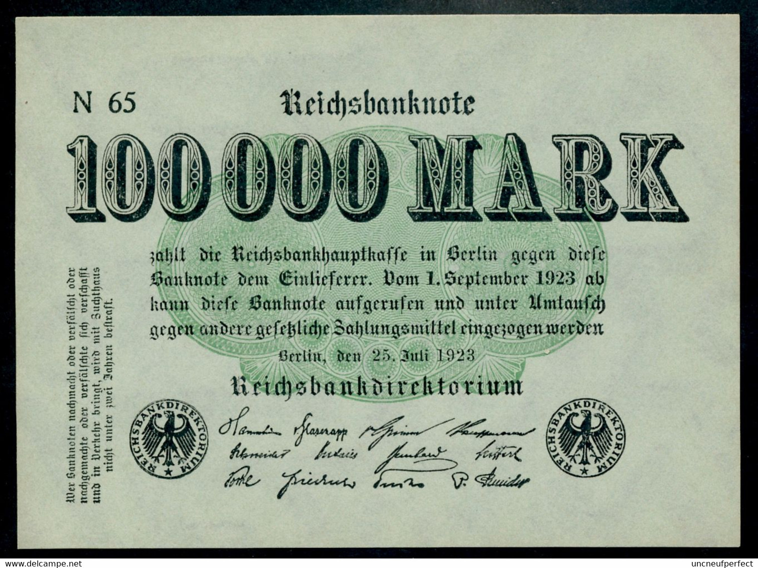 Pick91a Ro90a 100000 Mark 1923  UNC NEUF - 100.000 Mark