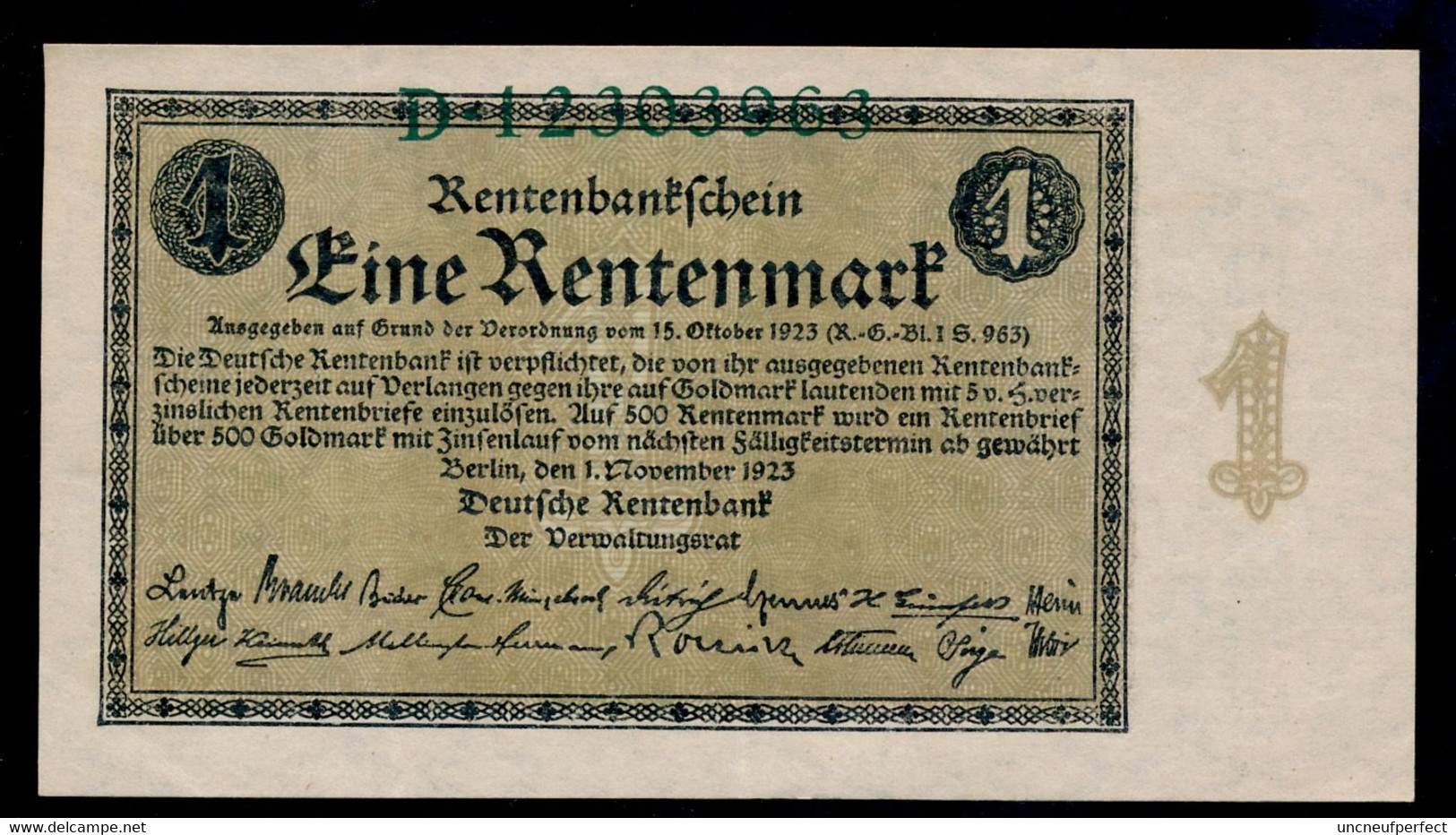 P161 Ro154a DEU-199a 1 Rentenmark 1923 XF! - 1 Rentenmark