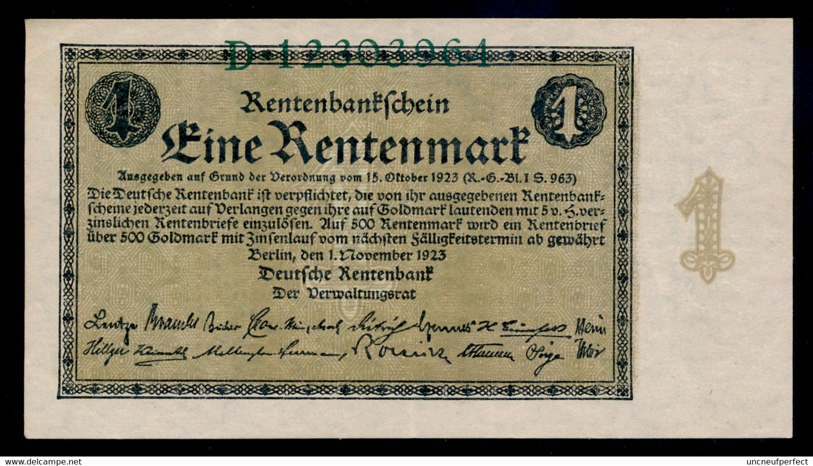 P161 Ro154a DEU-199a 1 Rentenmark 1923 XF! - 1 Rentenmark