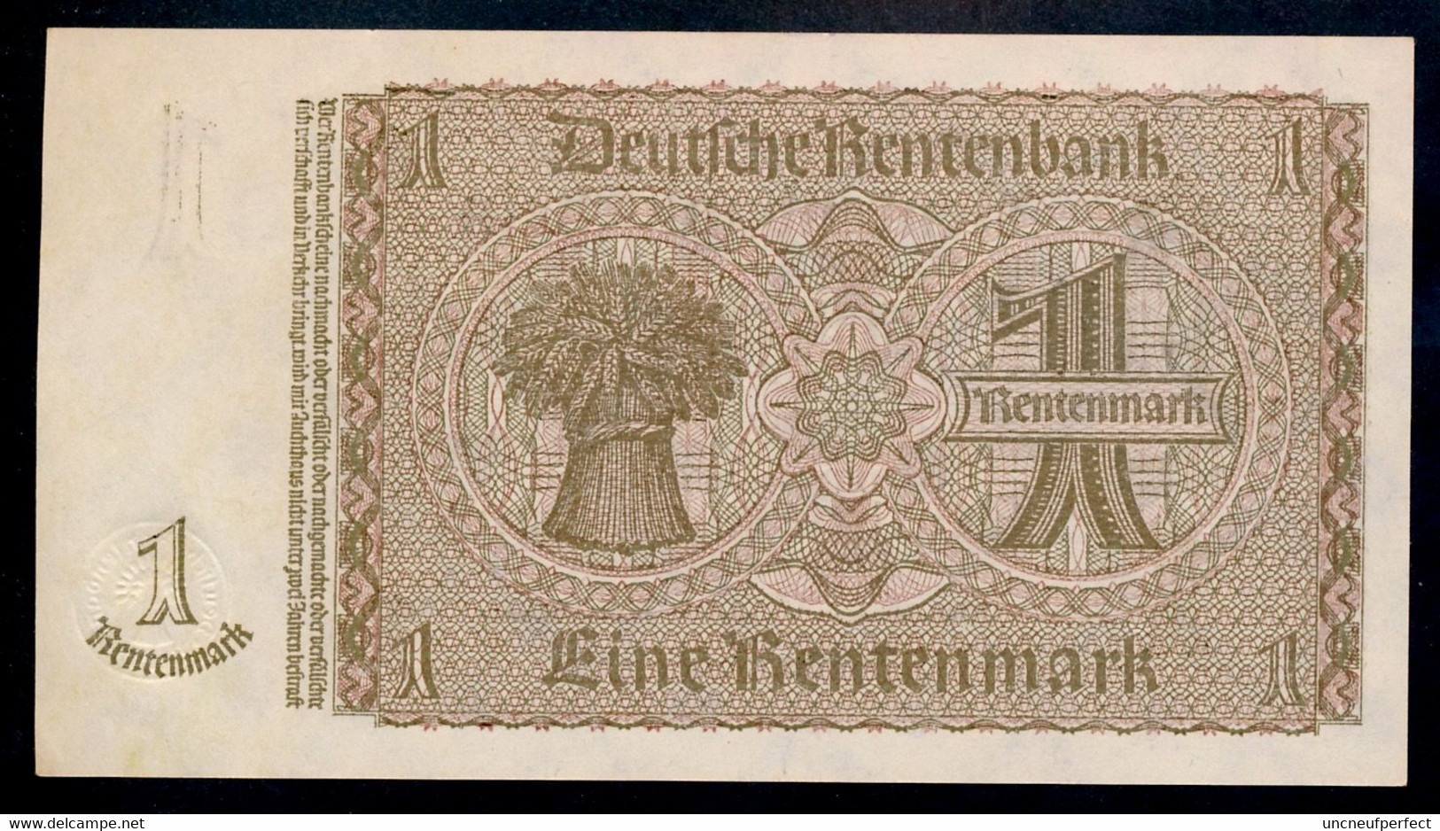 P173b Ro166b DEU-222b 1 Rentenmark 1937 UNC NEUF! - 1 Rentenmark