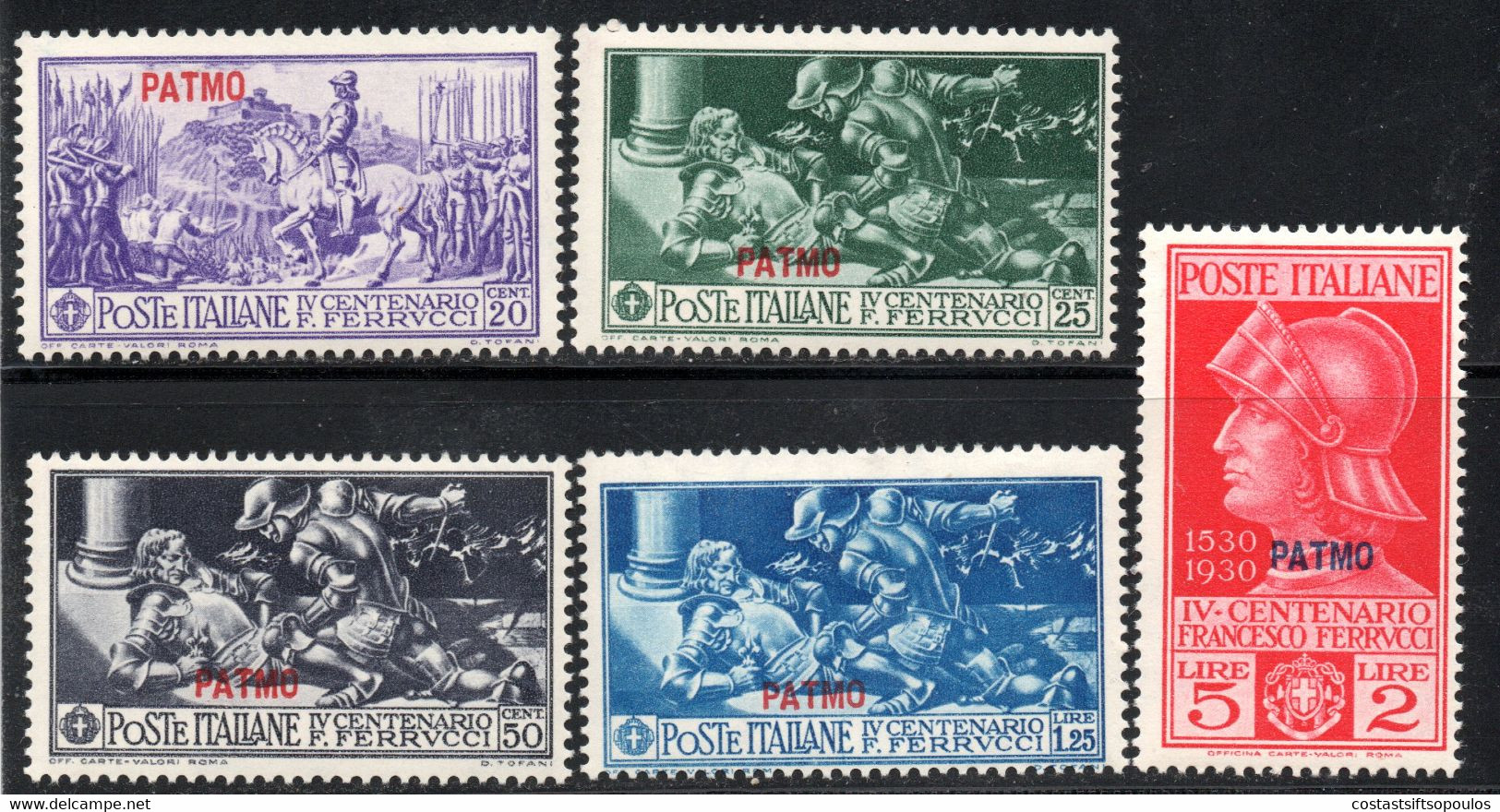 714.GREECE.ITALY,DODECANESE.1930 FERRUCCI.PATMO  # 59-63 MNH - Dodecanese