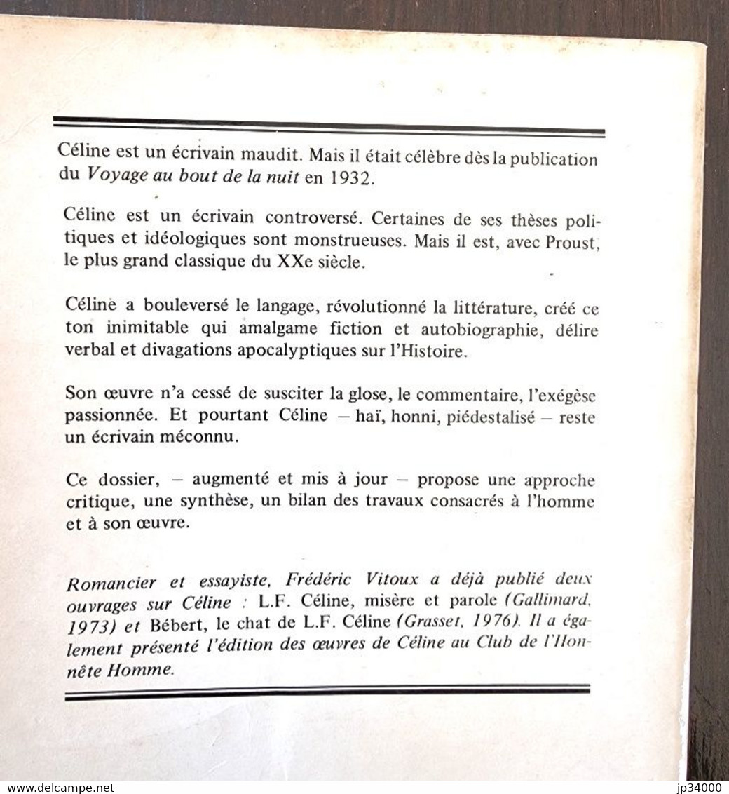 CELINE Par Fréderic VITOUX. Les Dossiers Belfond.1987.(biographie, Histoire) - Biografia