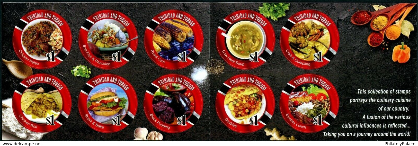 TRINIDAD & TOBAGO 2021 AUTHENTIC LOCAL CUISINE FOOD GASTRONOMY SELF ADHESIVE BOOKLET OF 10 STAMP MNH (**) - Ungebraucht