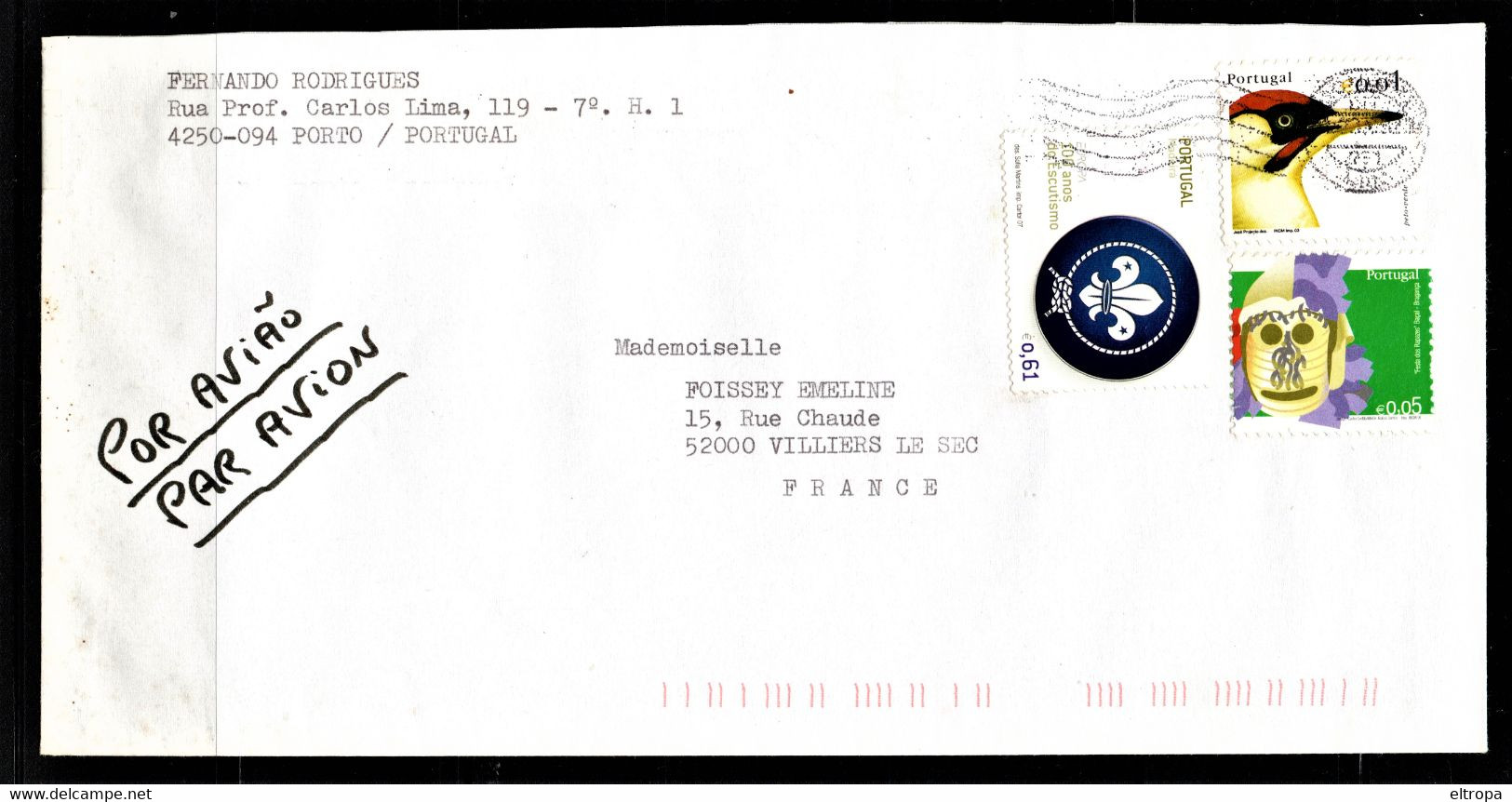 PORTUGAL 2007 Airmail To France - Briefe U. Dokumente