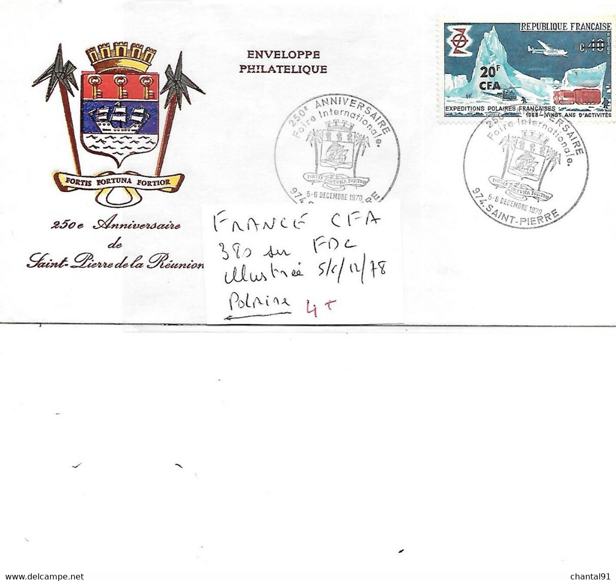 FRANCE CFA N° 380 SUR FDC ILLUSTREE 5/6.12.1978 - Vols Polaires