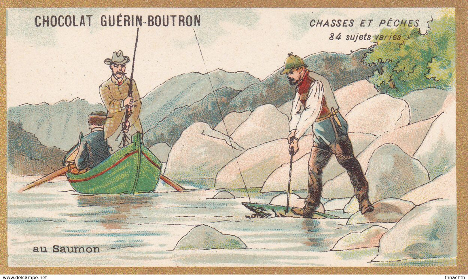 Chromo CHOCOLAT GUERIN BOUTRON - Chasses Et Pêches Saumons - Guérin-Boutron