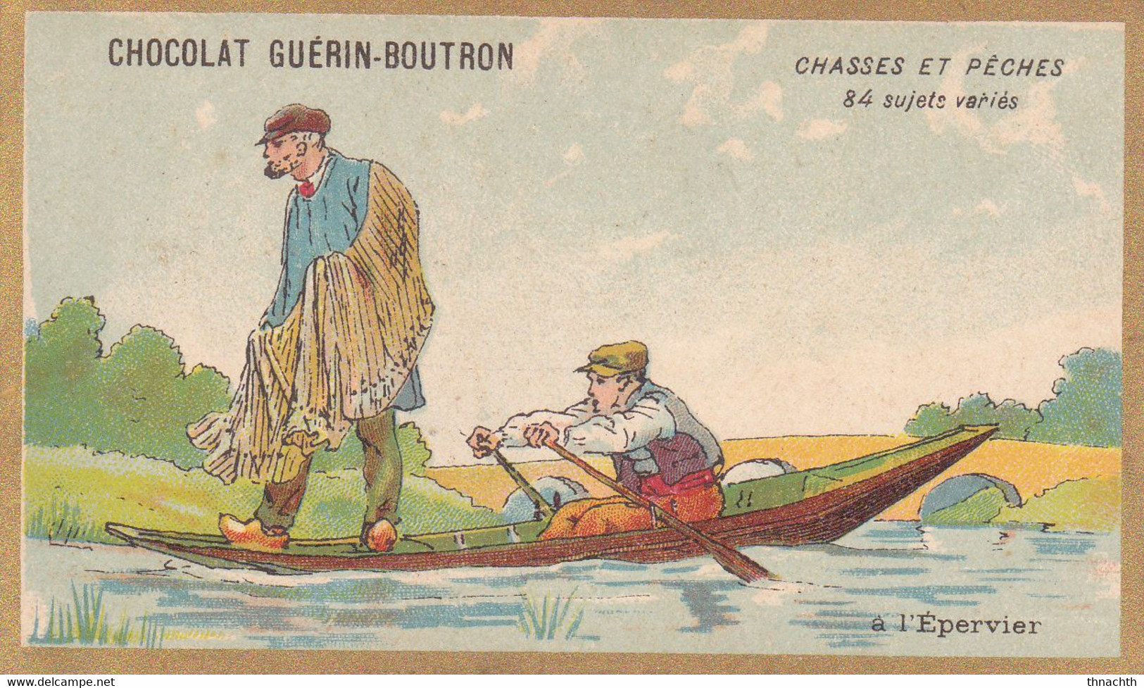 Chromo CHOCOLAT GUERIN BOUTRON - Chasses Et Pêches à L'épervier - Guérin-Boutron