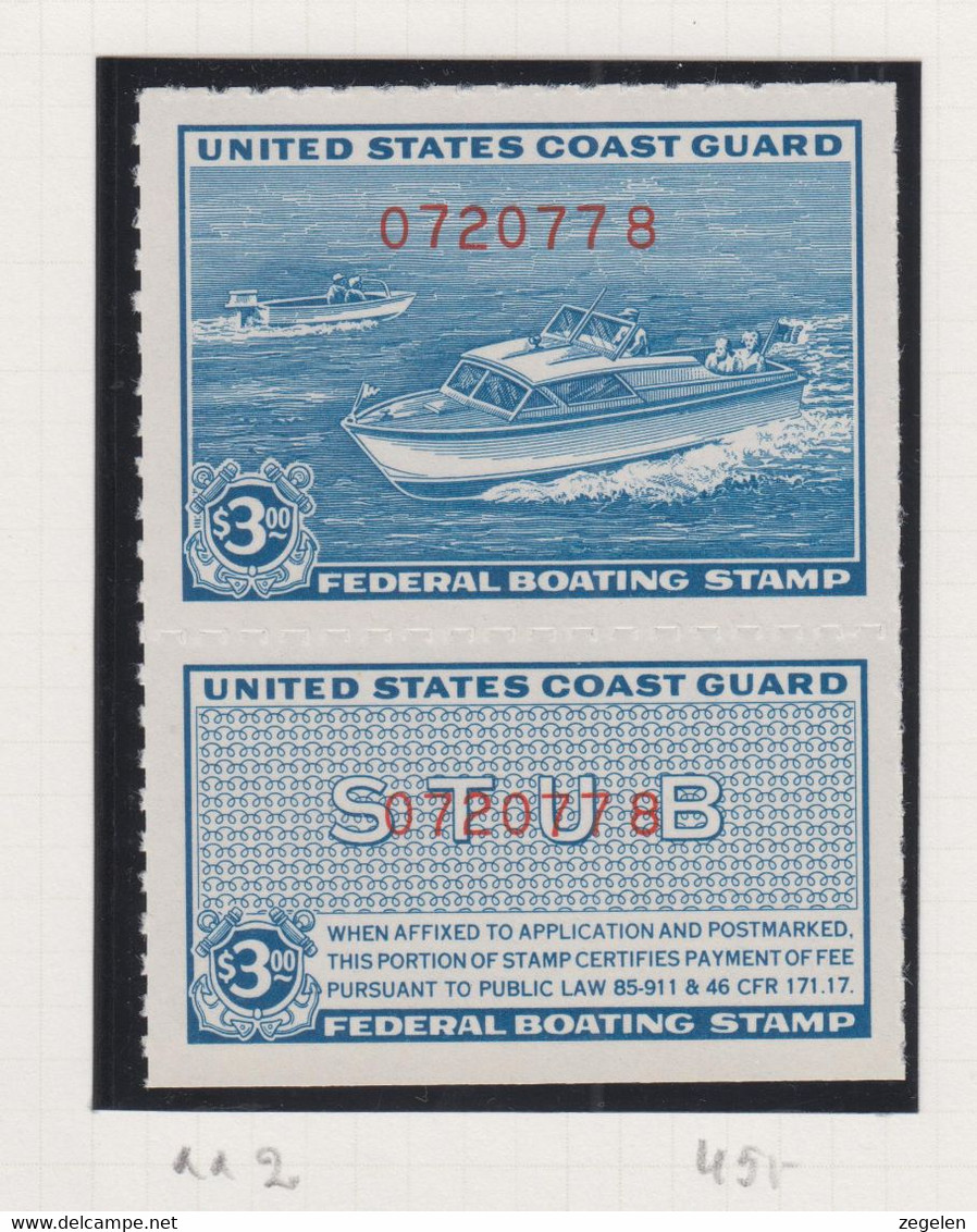 Verenigde Staten Scott-cat.Postal  Fiscals: Boating Stamps RVB2 MNH ** - Revenues