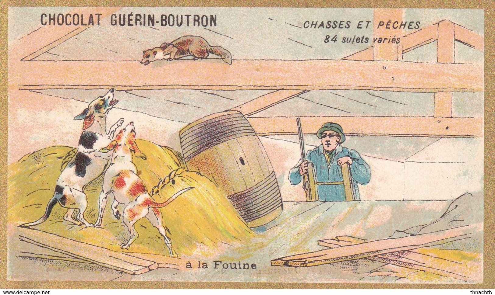 Chromo CHOCOLAT GUERIN BOUTRON - Chasses Et Pêches à La Fouine - Guerin Boutron