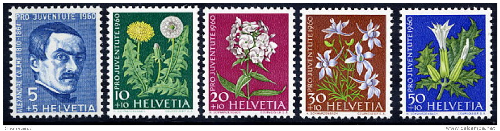 SWITZERLAND 1960 Pro Juventute Set  MNH / **.  Michel 722-26 - Unused Stamps