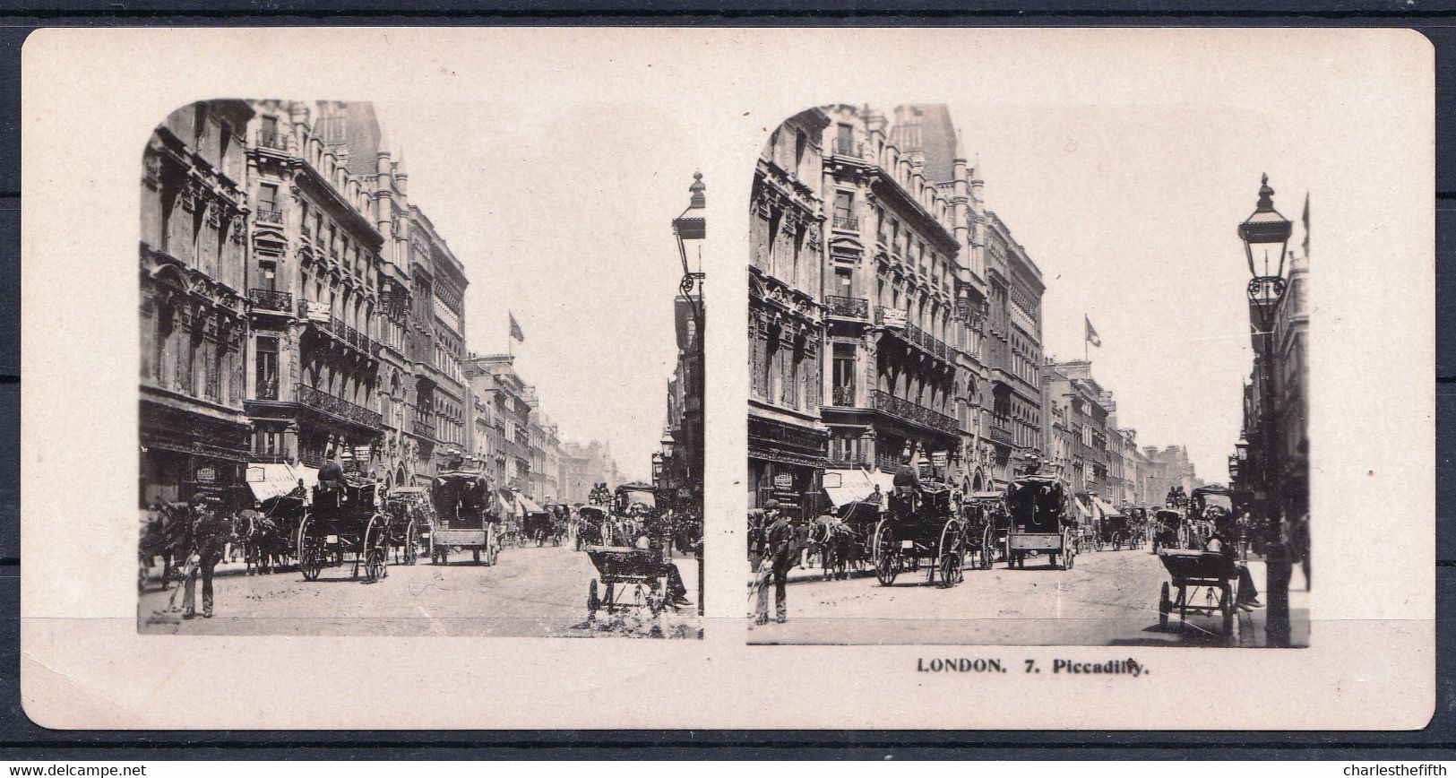 ORIGINAL STEREO PHOTO LONDON  - PICCADILLY - FIN 1800 - NICE ANIMATION - Oud (voor 1900)