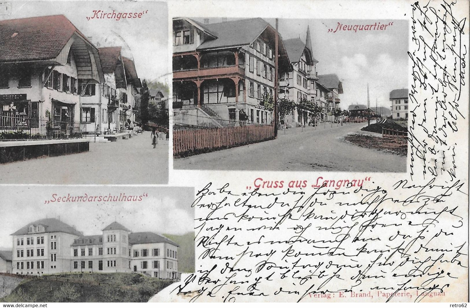 GRUSS AUS LANGNAU → Sehr Schöne Colorierte Mehrbildkarte Mit Kirchgasse, Neuquartier, Sekundarschulhaus Anno 1902  ►RAR◄ - Langnau Im Emmental