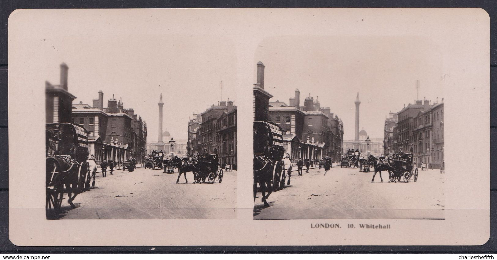 ORIGINAL STEREO PHOTO LONDON  - WHITEHALL - FIN 1800 - NICE ANIMATION - Oud (voor 1900)