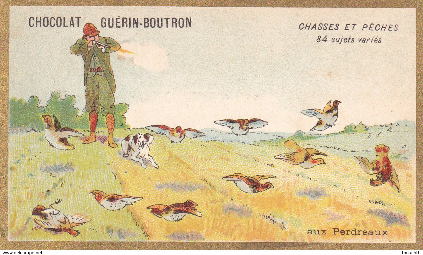 Chromo CHOCOLAT GUERIN BOUTRON - Chasses Et Pêches Aux Perdreaux - Guérin-Boutron