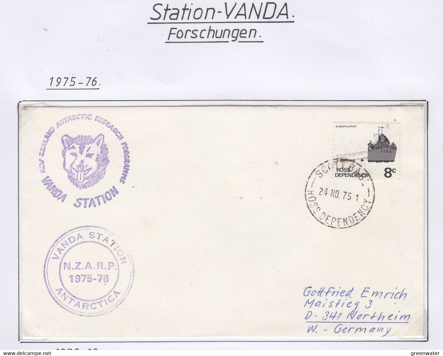 Ross Dependency 1975 Vanda Station Ca Scott Base 24 NO 75 (CB177) - Covers & Documents