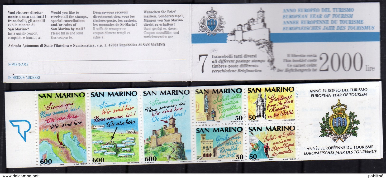 REPUBBLICA DI SAN MARINO 1990 LIBRETTO ANNO EUROPEO DEL TURISMO BOOKLET EUROPEAN TOURISM YEAR NUOVO UNUSED MNH - Libretti