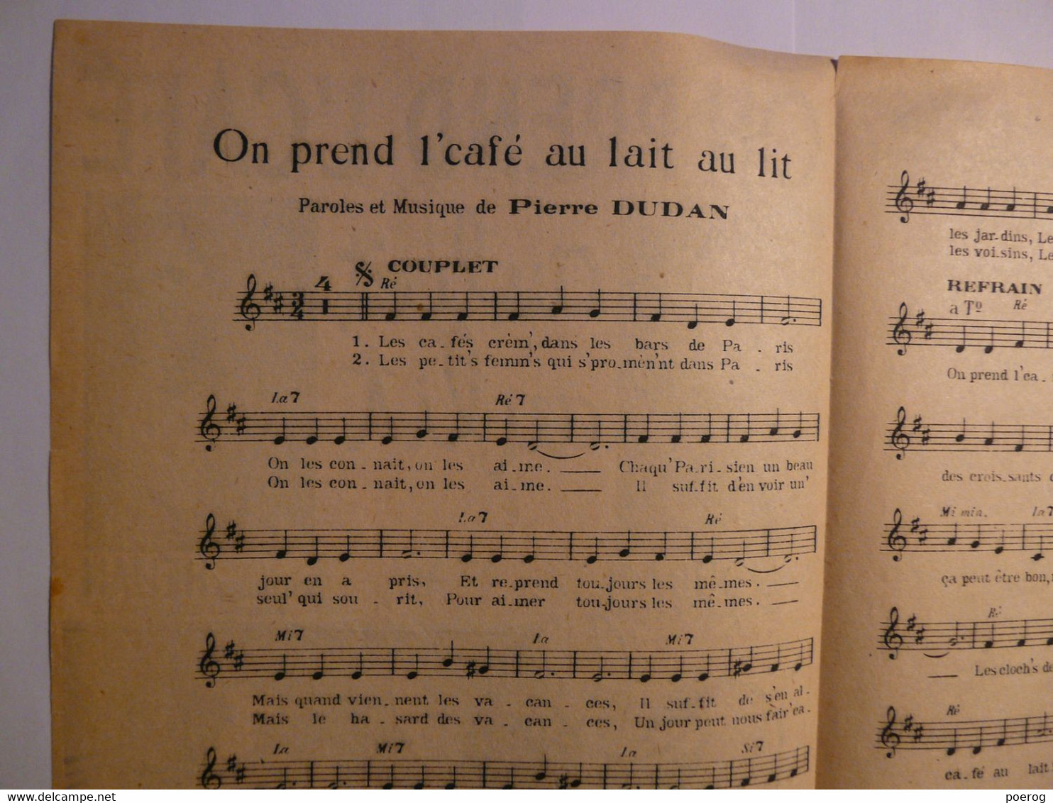 PARTITIONS 1945 - ON PREND L'CAFE AU LAIT AU LIT - PIERRE DUDAN & JACQUES HELIAN - EDITIONS SALABERT - PARIS Vache Gilon - Partitions Musicales Anciennes