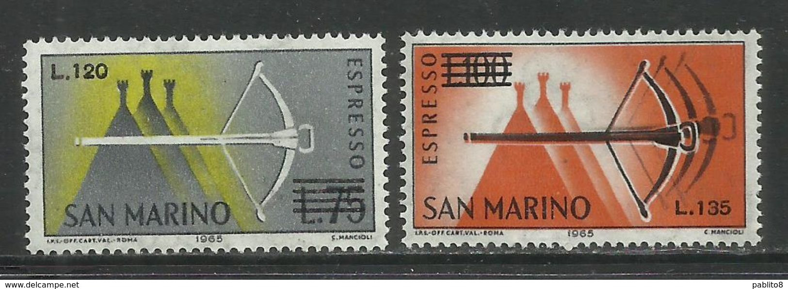 REPUBBLICA DI SAN MARINO 1965 ESPRESSI BALESTRA SPECIAL DELIVERY SERIE COMPLETA COMPLETE SET MNH - Exprespost