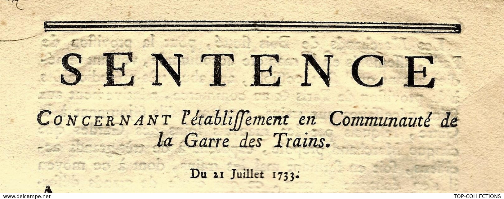 1733 PARIS APPROVISIONNEMENT BOIS SENTENCE CONCERNANT LA GARDE DES BOIS FLOTTES POUR LA VILLE DE PARIS B.E.V.SCANS - Historische Dokumente