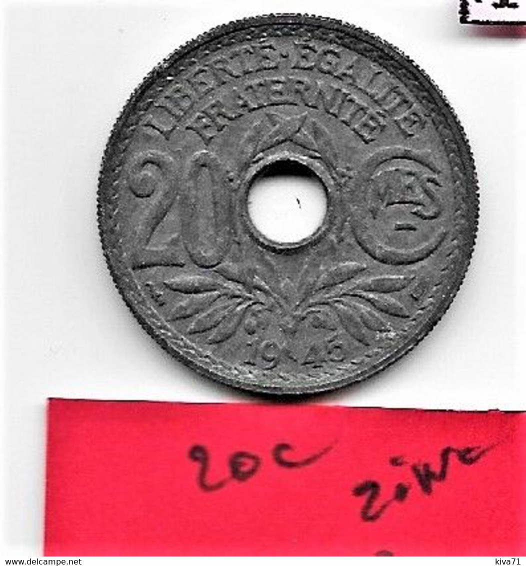 ** 20 Centimes  " Lindauer "  1945  Zinc  SUP/SPL - 20 Centimes
