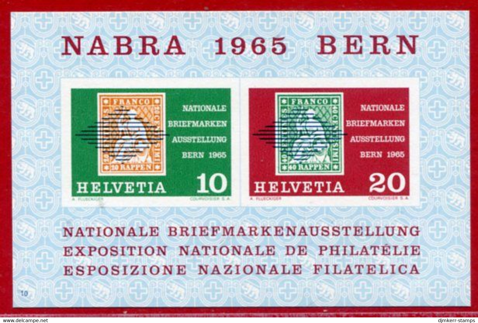SWITZERLAND 1965 NABA Philatelic Exhibition Block MNH / **  Michel Block 20 - Unused Stamps