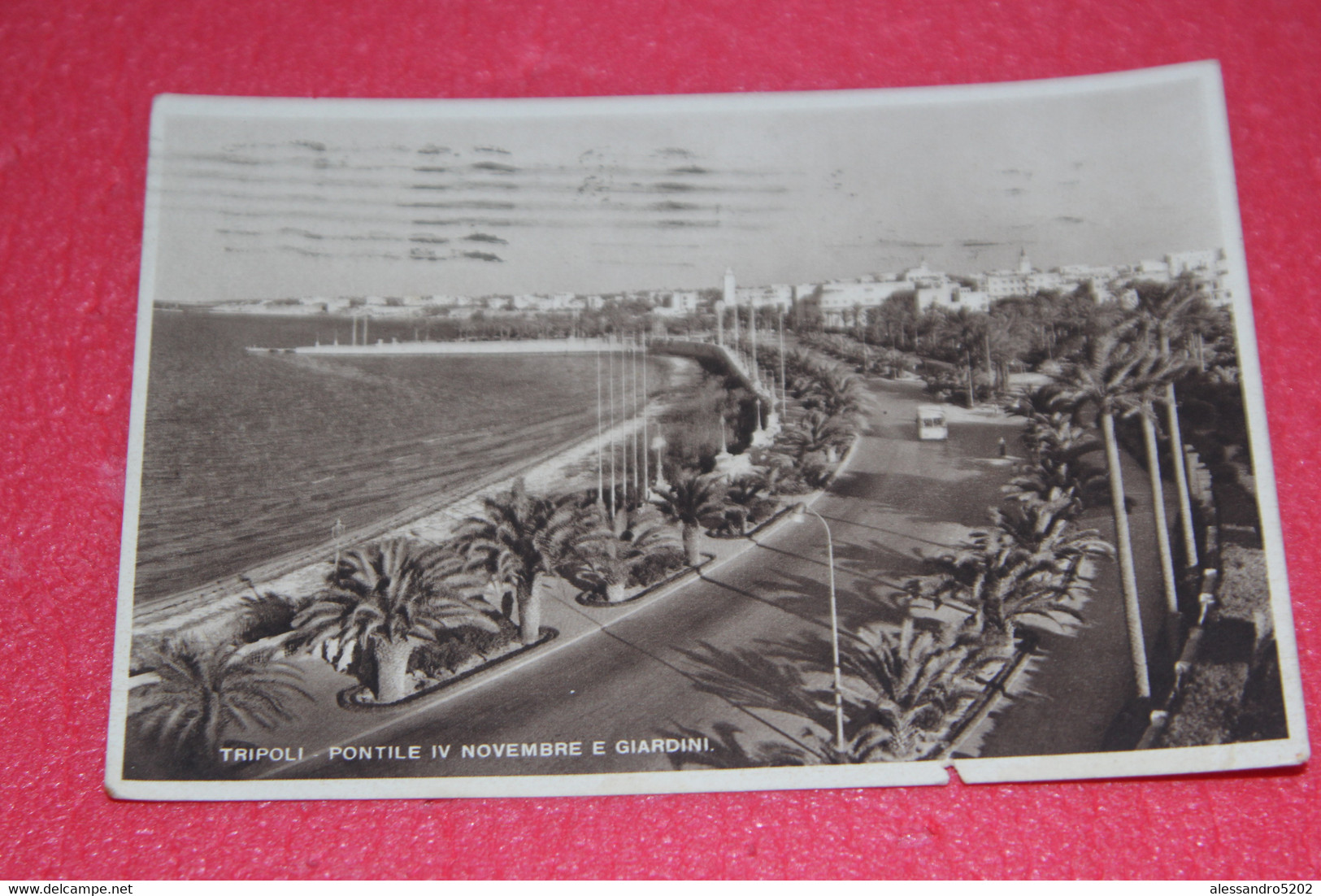 Libia Libya Tripolitania Tripoli Pontile IV Novembre E Giardini + Corriera 1940 Ed. Fichera - Libya