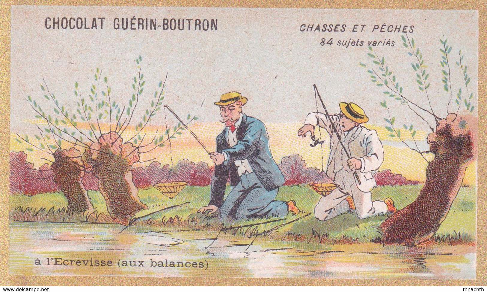 Chromo CHOCOLAT GUERIN BOUTRON - Chasses Et Pêches à L' écrevisse - Guerin Boutron