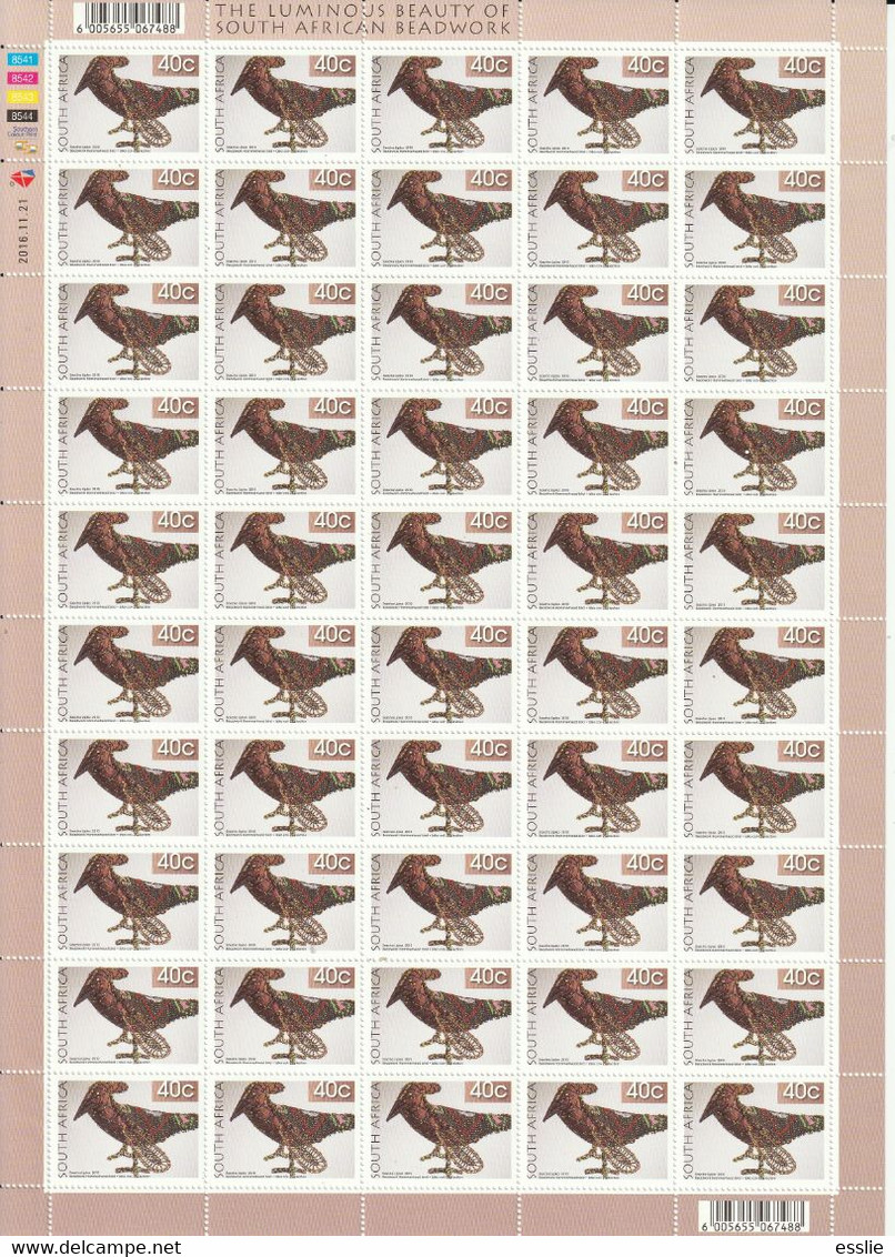 South Africa RSA - 2010 (2016) - Beadwork Hammerhead Bird 40c - Complete Sheet - Neufs