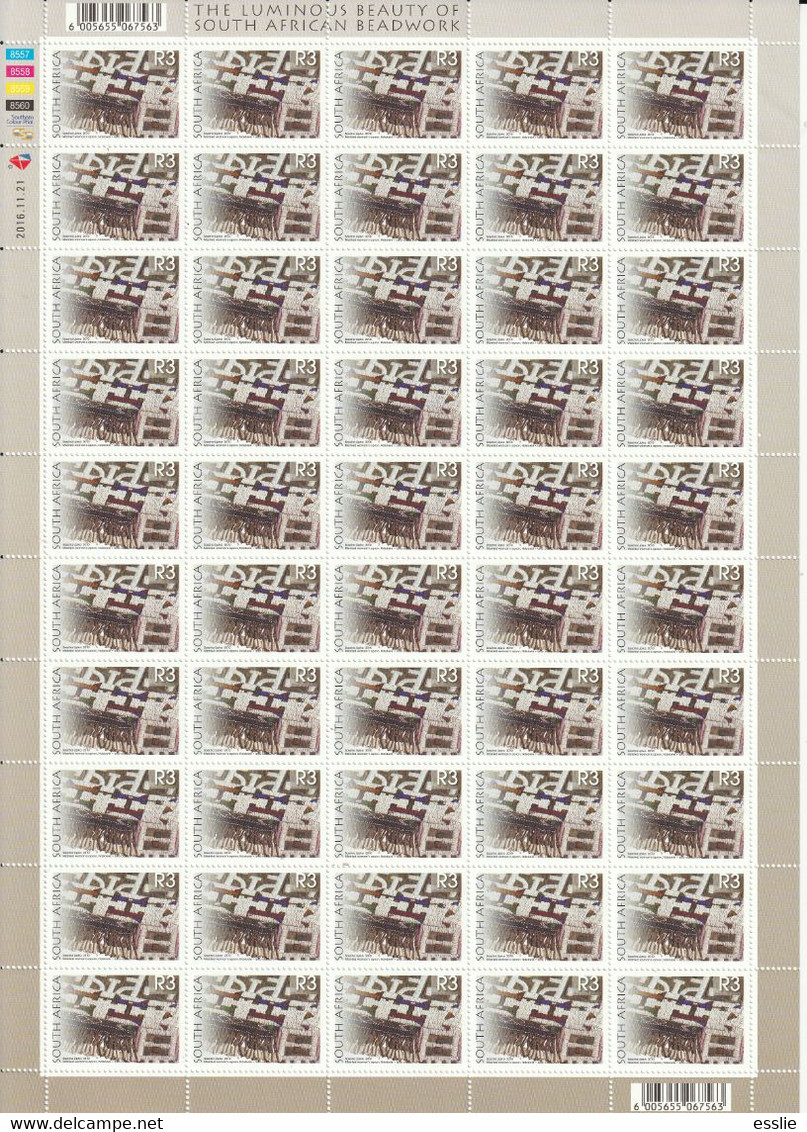 South Africa RSA - 2010 (2016) - Beadwork Ndebele Apron R3 - Complete Sheet - Unused Stamps