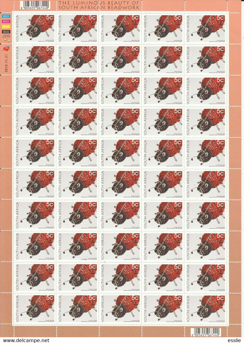 South Africa RSA - 2010 (2016) - Beadwork Ladybird Ladybug 5c - Complete Sheet - Nuovi