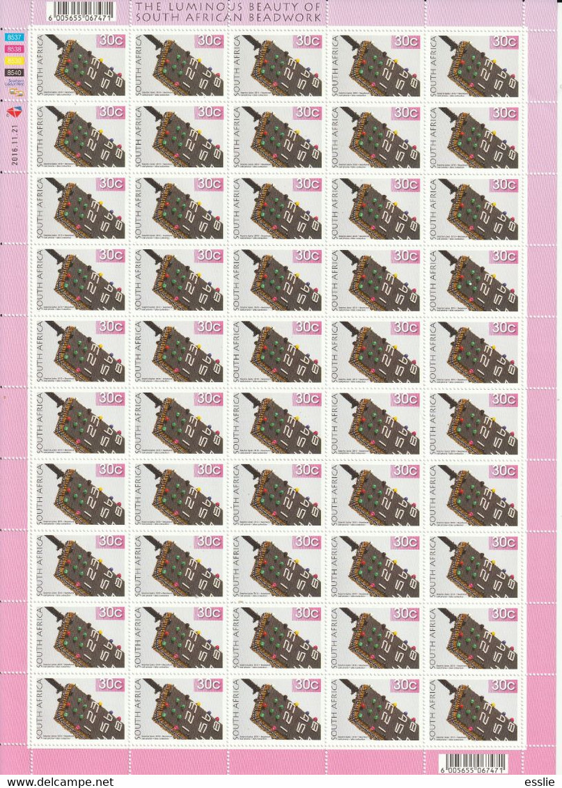 South Africa RSA - 2010 (2016) - Beadwork Cellphone 30c - Complete Sheet - Unused Stamps