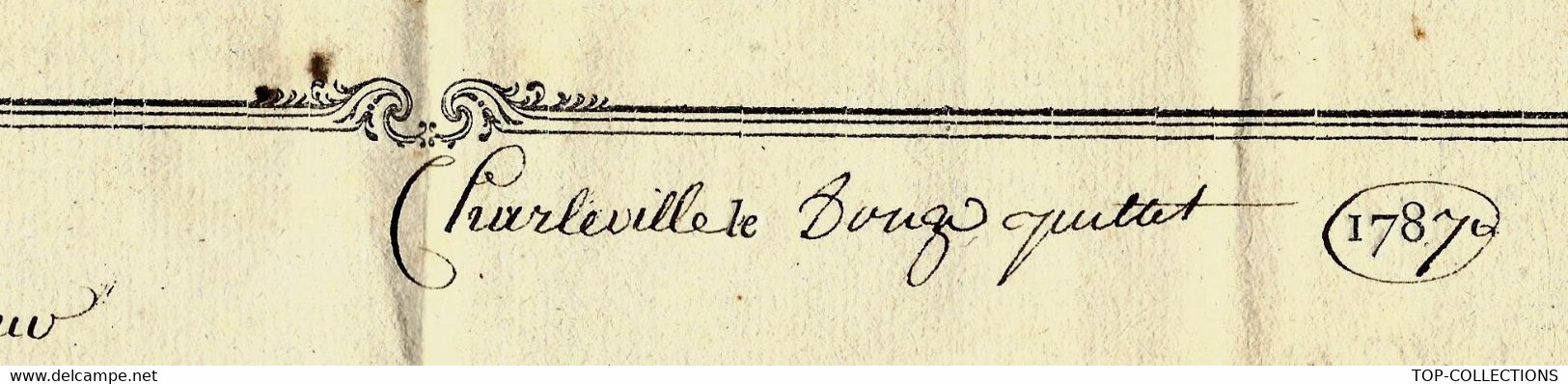 1787 GRAND FORMAT RARE LETTRE DE VOITURE ROULAGE VOITURIER Joseph Mineur à Charleville AVEC SIGNATURE B.E.V.SCANS - ... - 1799