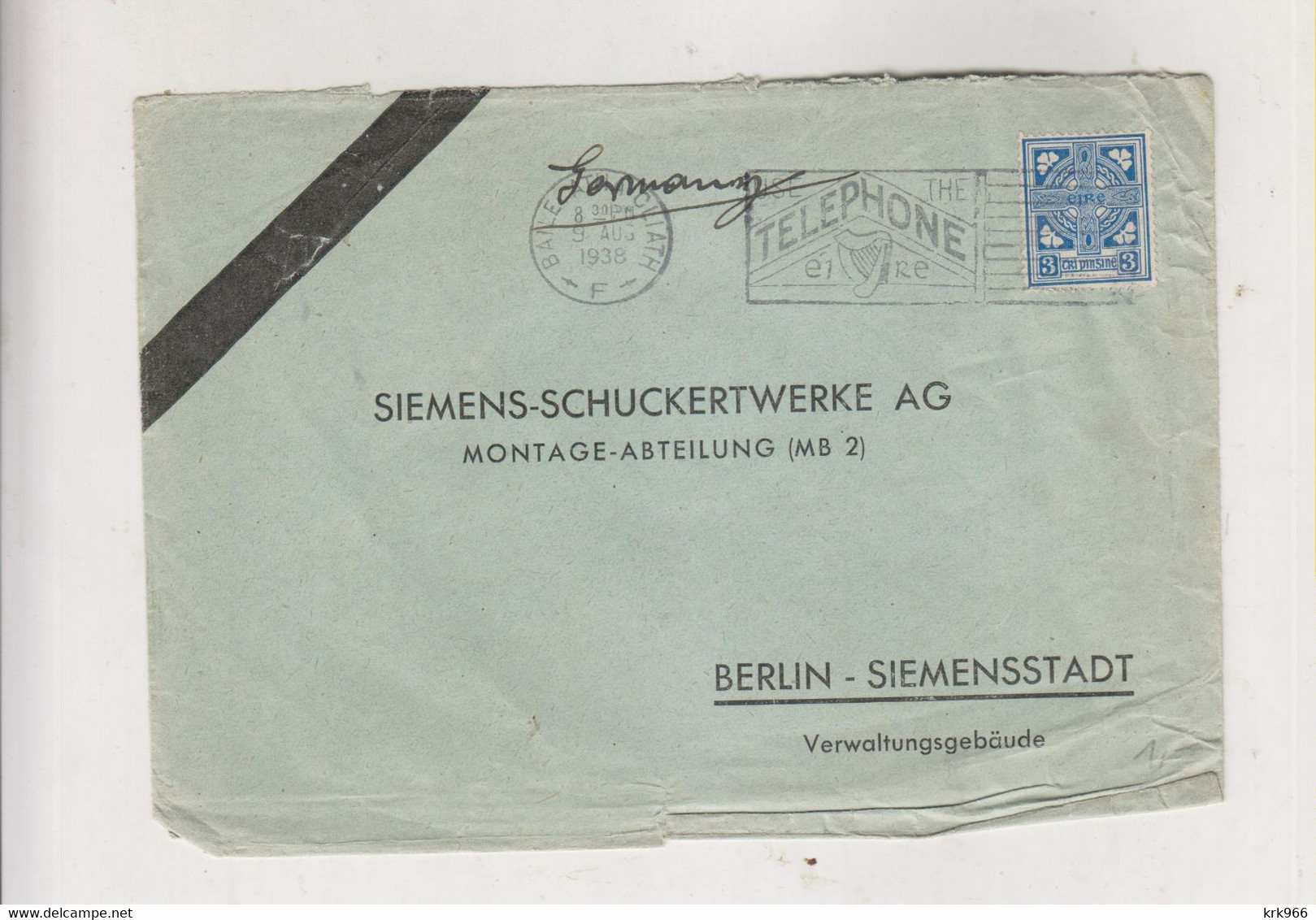 IRELAND 1938 BAILE ATHA CLIATH  Nice Cover To Germany - Storia Postale